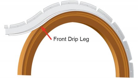 Astro Flashing's front drip leg fits snugly against flashed surface's edge